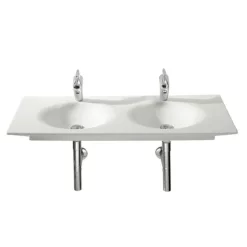 Roca - Kalahari-N Double Bowl Wall Mounted Basin - 1200mm -1 Tap Hole Per Bowl