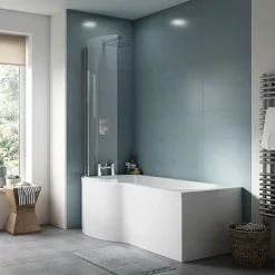 Cruze Bathroom Cruze P Shaped Shower Bath - 1700mm With Screen + Panel -Victorian Plumbing shop 17csb d3