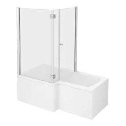 Milan Bathroom Milan Shower Bath Enclosure - 1700mm L-Shaped Inc. Hinged Screen + Panel -Victorian Plumbing shop 17sesb lrg