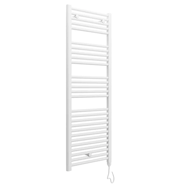 Victorian Plumbing E-Diamond Electric Only Heated Towel Rail - W480mm X H1375mm - White - Straight 4 Victorian Plumbing E-Diamond Electric Only Heated Towel Rail - W480mm X H1375mm - White - Straight - Image 2