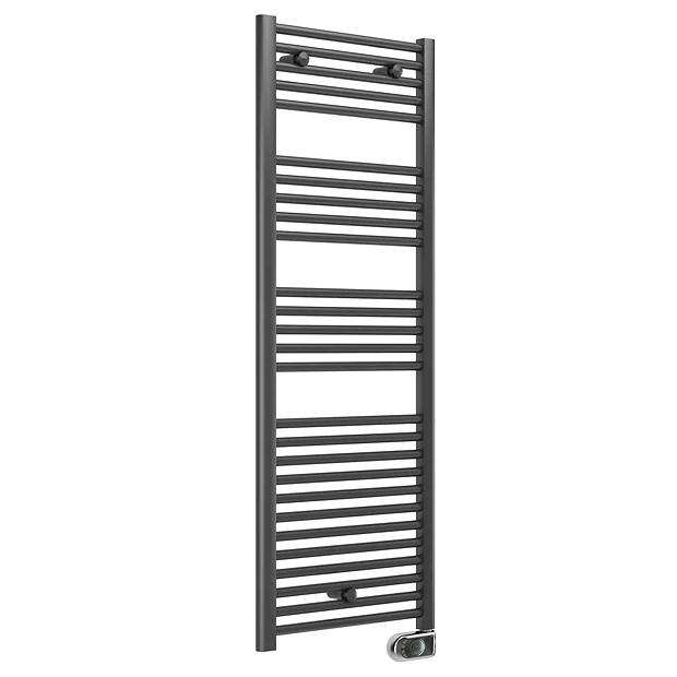 Victorian Plumbing E-Diamond Electric Only Heated Towel Rail W. Digital Thermostat - W480mm X H1375mm - Anthracite - Straight 4 Victorian Plumbing E-Diamond Electric Only Heated Towel Rail W. Digital Thermostat - W480mm X H1375mm - Anthracite - Straight - Image 2