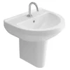VitrA - S50 45cm Round Cloakroom Basin And Half Pedestal - 1 Tap Hole -Victorian Plumbing shop 53005315 ln