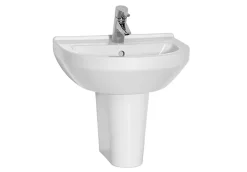 VitrA - S50 Round Washbasin & Half Pedestal - 1 Tap Hole - 4 Size Options