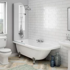 Victorian Plumbing Appleby 1700 Roll Top Shower Bath With Screen + Chrome Leg Set -Victorian Plumbing shop a17bsr d4