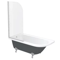 Victorian Plumbing Appleby Grey 1700 Roll Top Shower Bath With Screen + Chrome Leg Set -Victorian Plumbing shop a17bsrgry d1