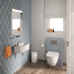 Crosswater Popolo 480 X 250mm (1TH) Wall Hung Cloakroom Basin - White Gloss -Victorian Plumbing shop aaaaa