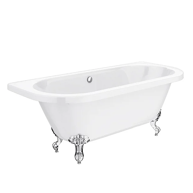 Victorian Plumbing Admiral 1685 Back To Wall Roll Top Bath + Chrome Leg Set 6 Victorian Plumbing Admiral 1685 Back To Wall Roll Top Bath + Chrome Leg Set - Image 4