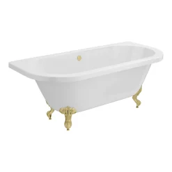 Victorian Plumbing Admiral 1685 Back To Wall Roll Top Bath + Brushed Brass Leg Set -Victorian Plumbing shop admiral1685bb d1n