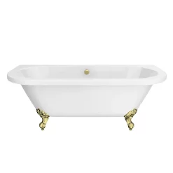 Victorian Plumbing Admiral 1685 Back To Wall Roll Top Bath + Brushed Brass Leg Set -Victorian Plumbing shop admiral1685bb d2