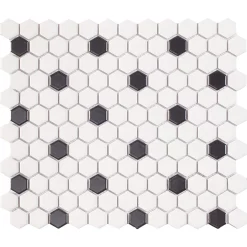 Victorian Plumbing Ashford Hexagon Black & White Mosaic Tile Sheet - 260 X 300mm -Victorian Plumbing shop ashblk d1