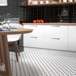 Victorian Plumbing Ashford Hexagon Black & White Mosaic Tile Sheet - 260 X 300mm -Victorian Plumbing shop ashblk d2