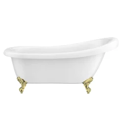 Victorian Plumbing Astoria 1550 Roll Top Slipper Bath + Brushed Brass Leg Set -Victorian Plumbing shop ast1550bb d1