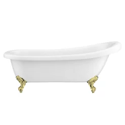 Victorian Plumbing Astoria 1710 Roll Top Slipper Bath + Brushed Brass Leg Set -Victorian Plumbing shop ast1710bb d1