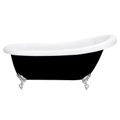 Victorian Plumbing Astoria Black 1550 Roll Top Slipper Bath W. Ball + Claw Leg Set -Victorian Plumbing shop astoriablack1550mmrolltopslipperbathdetail1