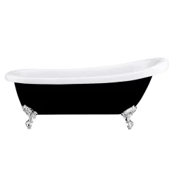 Victorian Plumbing Astoria Black 1710 Roll Top Slipper Bath W. Ball + Claw Leg Set -Victorian Plumbing shop astoriablack1710rolltopslipperbathd1