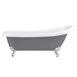 Victorian Plumbing Astoria Grey 1710 Roll Top Slipper Bath W. Ball + Claw Leg Set -Victorian Plumbing shop astoriagrey1710rolltopslipperbathd1