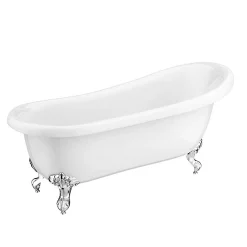 Victorian Plumbing Astoria 1710 Roll Top Slipper Bath + Chrome Leg Set -Victorian Plumbing shop astoriarolltopslipperbathwithchromeballclawfeet1710mmd2