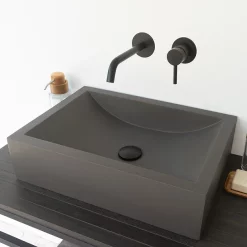 Arezzo Stone Dark Grey Concrete Rectangular Counter Top Basin (495 X 350mm) -Victorian Plumbing shop az015dc l