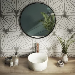 Arezzo Ribbed Round Counter Top Basin - 358mm Diameter -Victorian Plumbing shop az103 detail2