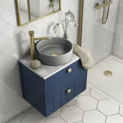 Arezzo 352mm Matt Grey Round Counter Top Basin -Victorian Plumbing shop az110amh d3