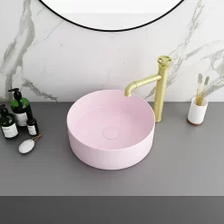 Arezzo 352mm Matt Pink Round Counter Top Basin