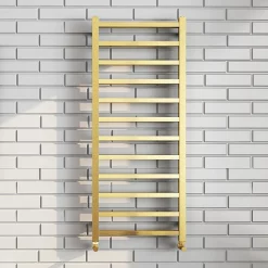 Arezzo Cube Brushed Brass 1200 X 500 Heated Towel Rail -Victorian Plumbing shop az125bbsqd1