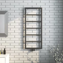 Arezzo Matt Black 1200 X 500 Ladder Heated Towel Rail -Victorian Plumbing shop az12mbd1