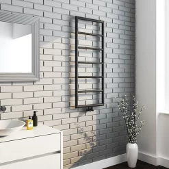 Arezzo Matt Black 1200 X 500 Ladder Heated Towel Rail -Victorian Plumbing shop az12mbd2