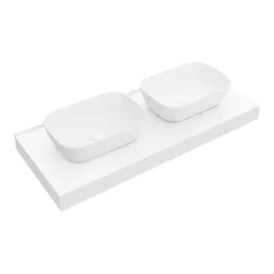 Arezzo Stone Resin Floating Basin Shelf Incl. 2 Curved Rectangular Basins - 1200mm Wide 10 Arezzo Stone Resin Floating Basin Shelf Incl. 2 Curved Rectangular Basins - 1200mm Wide -Victorian Plumbing shop az12mwslfb2 n d1
