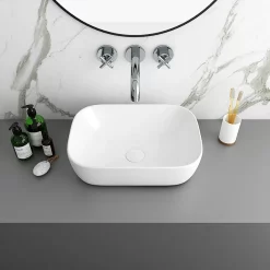 Arezzo Stone Resin Floating Basin Shelf Incl. 2 Curved Rectangular Basins - 1200mm Wide 11 Arezzo Stone Resin Floating Basin Shelf Incl. 2 Curved Rectangular Basins - 1200mm Wide -Victorian Plumbing shop az12mwslfb2 n d2