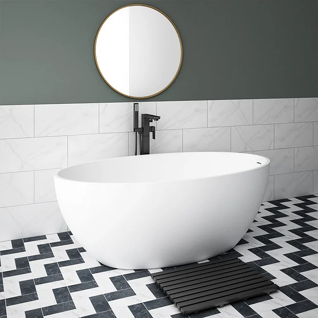 Arezzo 1600 X 855 Matt White Solid Stone Curved Single Ended Bath 4 Arezzo 1600 X 855 Matt White Solid Stone Curved Single Ended Bath - Image 2