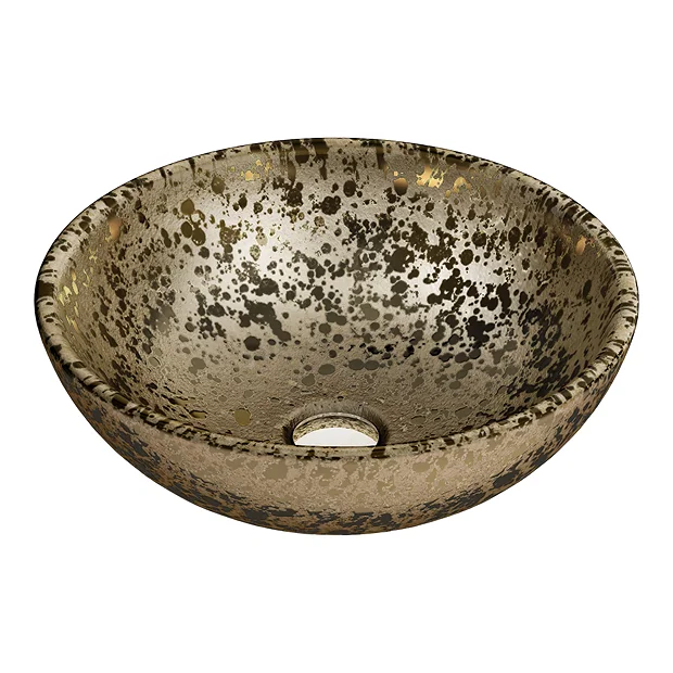Arezzo Round 410mm Gold Mottled Design Ceramic Counter Top Basin 3 Arezzo Round 410mm Gold Mottled Design Ceramic Counter Top Basin