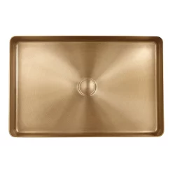 Arezzo Brushed Brass 340 X 520mm Rectangular Stainless Steel Counter Top Basin + Waste -Victorian Plumbing shop az3452bb d3