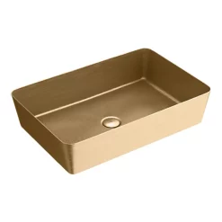 Arezzo Brushed Brass 340 X 520mm Rectangular Stainless Steel Counter Top Basin + Waste -Victorian Plumbing shop az3452bb lrg1