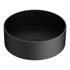 Arezzo Matt Black 360mm Round Stainless Steel Counter Top Basin + Waste 9 Arezzo Matt Black 360mm Round Stainless Steel Counter Top Basin + Waste -Victorian Plumbing shop az360mb dt1