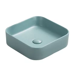 Arezzo 370 X 370mm Curved Square Counter Top Basin - Matt Green -Victorian Plumbing shop az37cgrn detail1