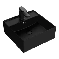Arezzo 405mm Matt Black Square Wall Mounted / Counter Top Basin -Victorian Plumbing shop az4bmb n d1