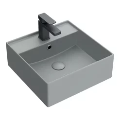 Arezzo 405mm Matt Grey Square Wall Mounted / Counter Top Basin -Victorian Plumbing shop az4bmh n d1