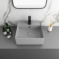 Arezzo 405mm Matt Grey Square Wall Mounted / Counter Top Basin