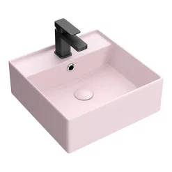 Arezzo 405mm Matt Pink Square Wall Mounted / Counter Top Basin 7 Arezzo 405mm Matt Pink Square Wall Mounted / Counter Top Basin -Victorian Plumbing shop az4bmp nd1