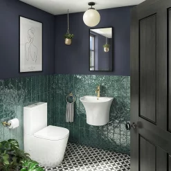 Arezzo Curved Ceramic One Piece Wall Hung Basin 1TH - 540mm Wide -Victorian Plumbing shop az500md2