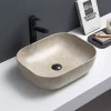 Arezzo 505 X 405mm Curved Rectangular Counter Top Basin - Beige Marble Effect 1 Arezzo 505 X 405mm Curved Rectangular Counter Top Basin - Beige Marble Effect -Victorian Plumbing shop az505bm d1