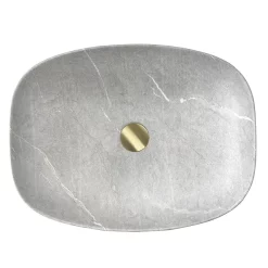 Arezzo 505 X 385mm Curved Rectangular Counter Top Basin - Light Grey Marble Effect