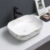 Arezzo 505 X 405mm Curved Rectangular Counter Top Basin - Matt White Marble Effect 1 Arezzo 505 X 405mm Curved Rectangular Counter Top Basin - Matt White Marble Effect -Victorian Plumbing shop az505wmd1