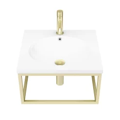 Arezzo 500 Wall Hung Basin With Brushed Brass Towel Rail Frame -Victorian Plumbing shop az5bbfrm d4n