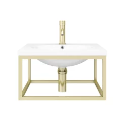 Arezzo 500 Wall Hung Basin With Brushed Brass Towel Rail Frame -Victorian Plumbing shop az5bbfrm new d4
