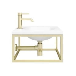 Arezzo 500 Wall Hung Basin With Brushed Brass Towel Rail Frame -Victorian Plumbing shop az5bbfrm new d5