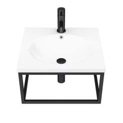 Arezzo 500 Wall Hung Basin With Matt Black Towel Rail Frame 12 Arezzo 500 Wall Hung Basin With Matt Black Towel Rail Frame -Victorian Plumbing shop az5blkfrm d3