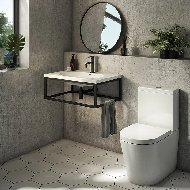 Arezzo 500 Wall Hung Basin With Matt Black Towel Rail Frame 6 Arezzo 500 Wall Hung Basin With Matt Black Towel Rail Frame - Image 4