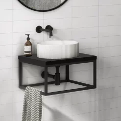 Arezzo 500 Matt Black Stone Resin Worktop With Matt Black Wall Mounted Frame 7 Arezzo 500 Matt Black Stone Resin Worktop With Matt Black Wall Mounted Frame -Victorian Plumbing shop az5blkfrmmb d3